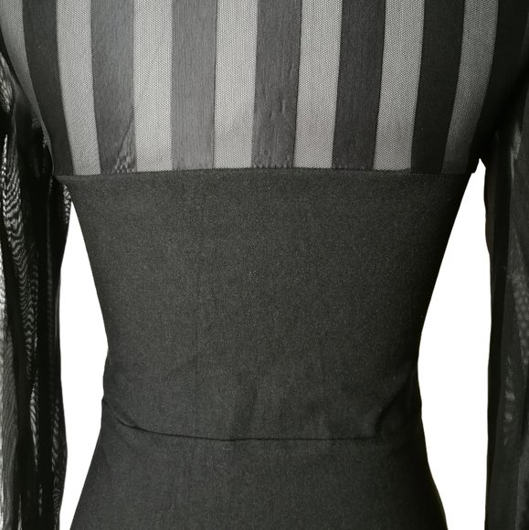 π S/M, black fitted long sleeve mini dress - Picture 5 of 6